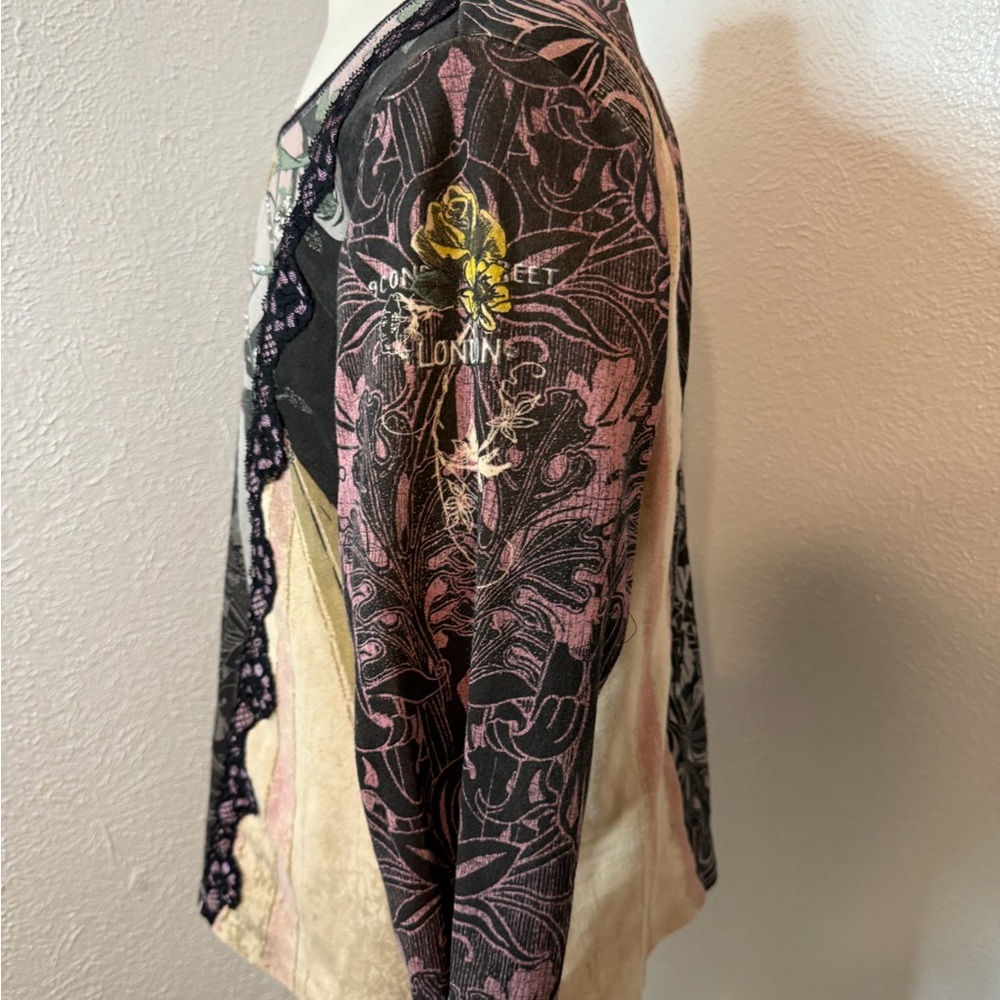 🌸 Vanilla Sugar Mixed Media Top – Boho Floral Vibes 🛍 Size 1X Gently Worn - Picture 2 of 4